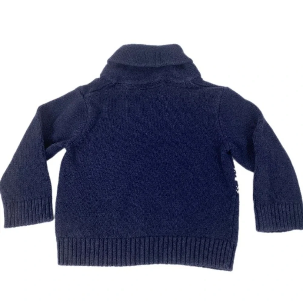The‎ Children's Place Sweater Boys 12-18M Blue Shawl Collar Polar Bear Fair Isle